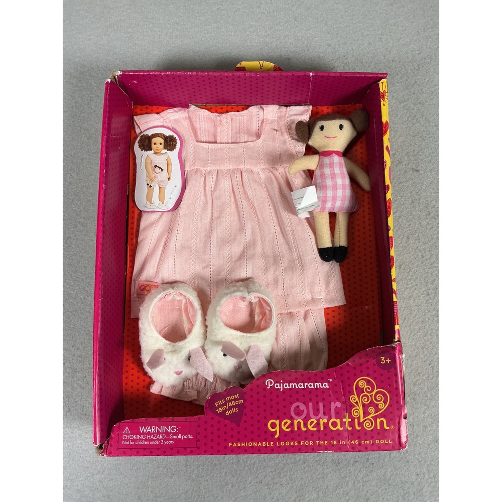 Our Generation Pajamarama 18in Doll Pajamas Bunny Slippers Set New